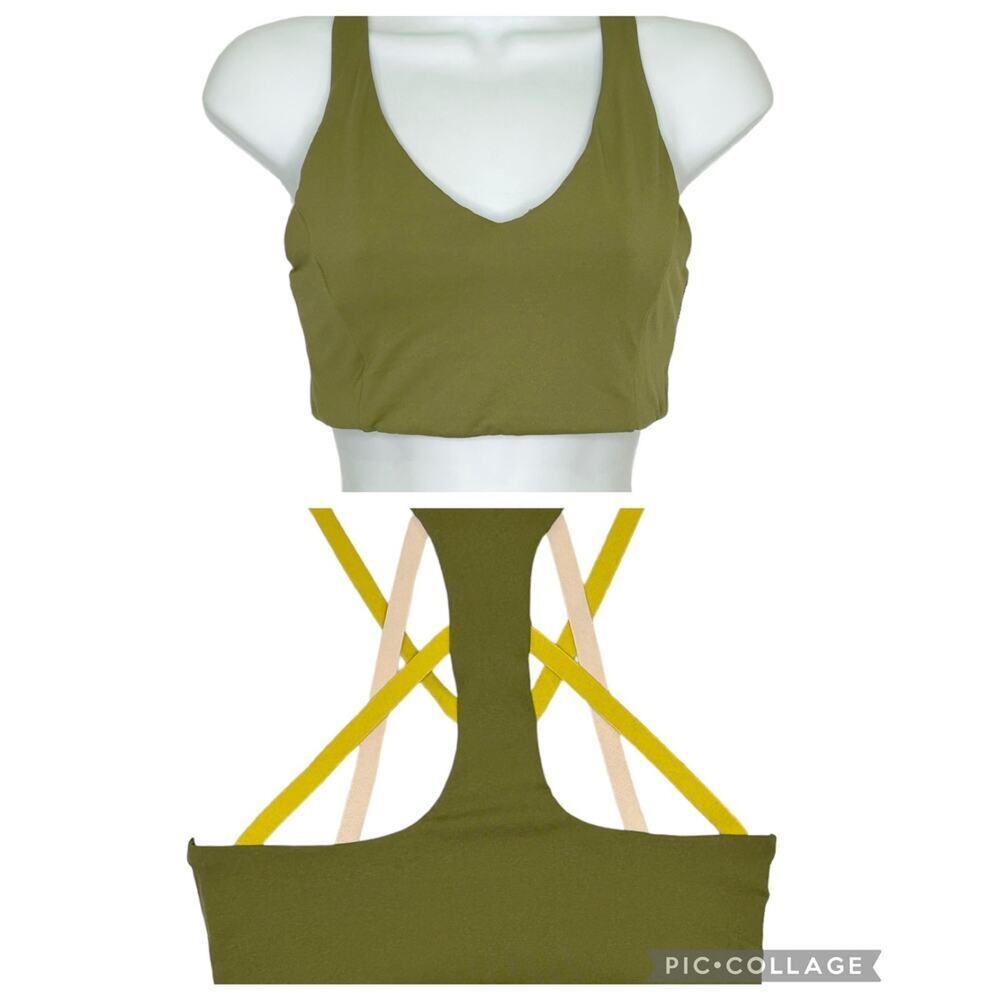 Fabletics Green Sports Bra Contrasting Back Straps Small